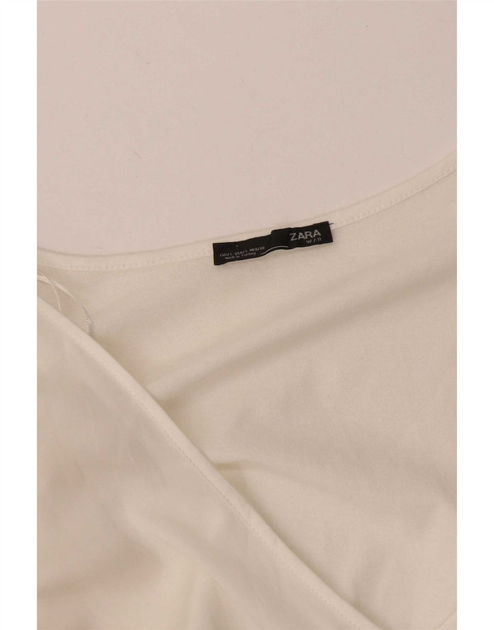 Zara Mujer Top Manga Larga UK 44 Grande Blanco