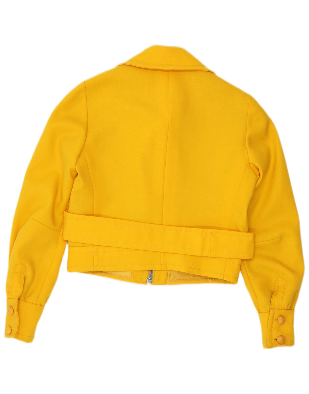 VINTAGE Mujer Crop Bomber Chaqueta Reino Unido 8 Pequeño Amarillo
