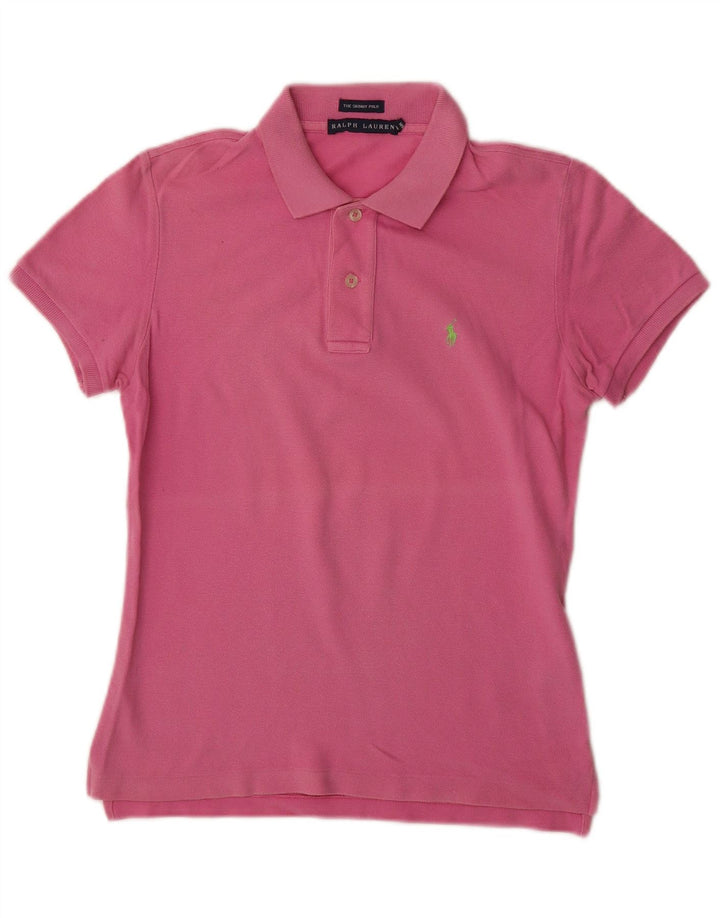 RALPH LAUREN Polo ajustado para mujer UK 12 Algodón rosa medio
