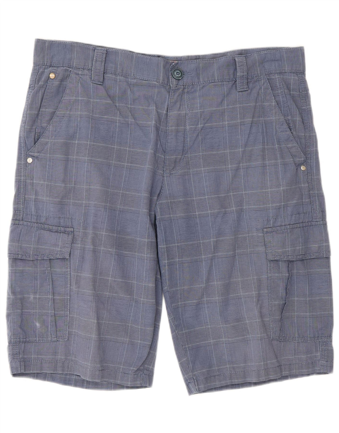 Pantalones cortos cargo para hombre Blue Side IT 52 XL W36 Algodón a cuadros azules