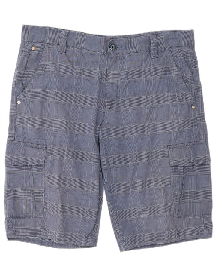 Pantalones cortos cargo para hombre Blue Side IT 52 XL W36 Algodón a cuadros azules
