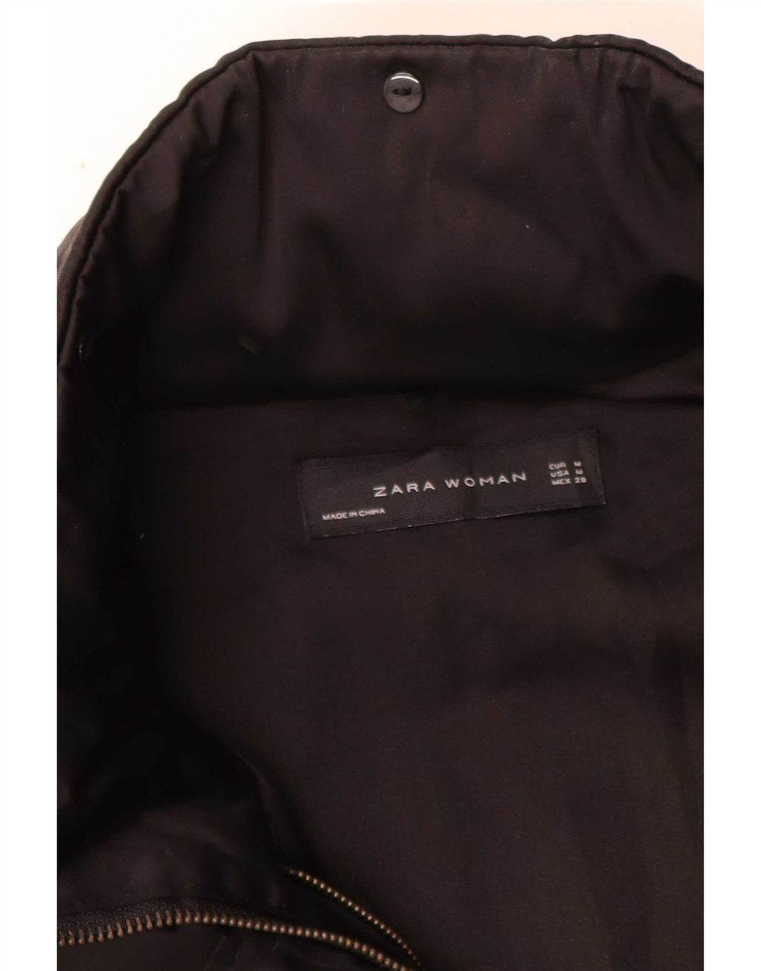 Zara Mujer Parka Con Capucha Chaqueta UK 44 Medium Negro