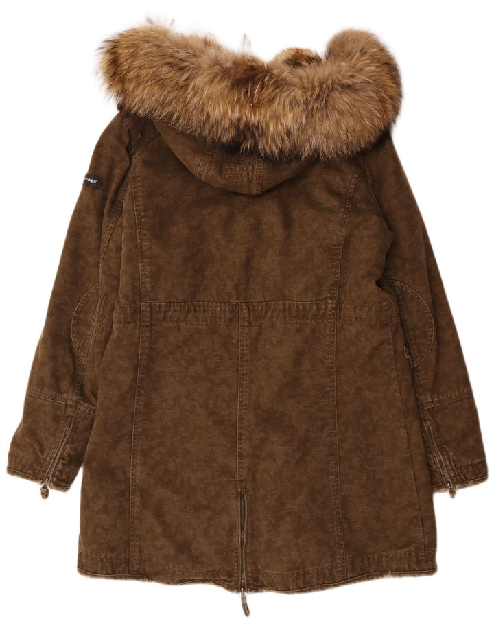 Frieda & Freddies Parka con capucha para mujer EU 40 Algodón caqui mediano