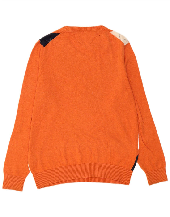 Tommy Hilfiger Jersey con Cuello en V para Hombre Naranja Medio Argyle/Diamond