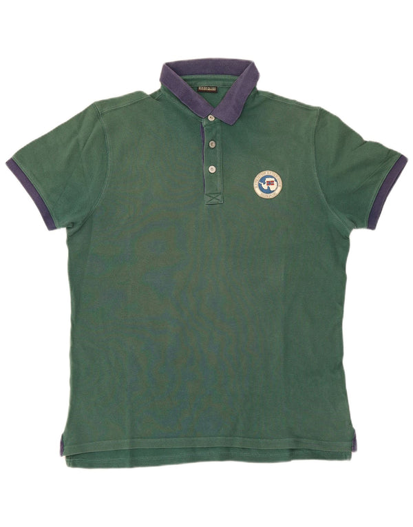 Napapijri Polo Geographic Rugby Hombre XL Verde Colorblock Algodón