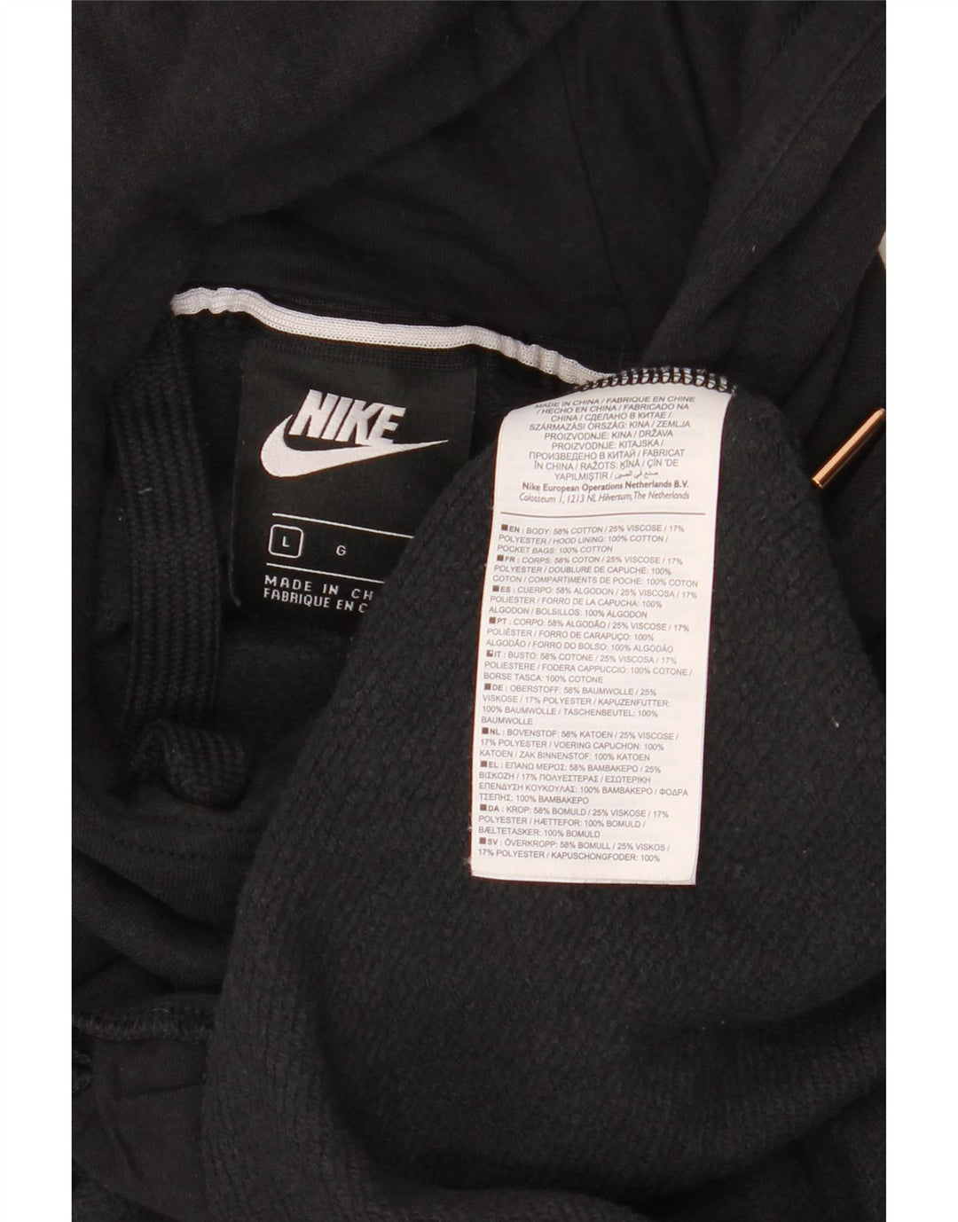 NIKE - Sudadera con capucha para mujer, extragrande, larga, con gráfico, talla 40, color negro