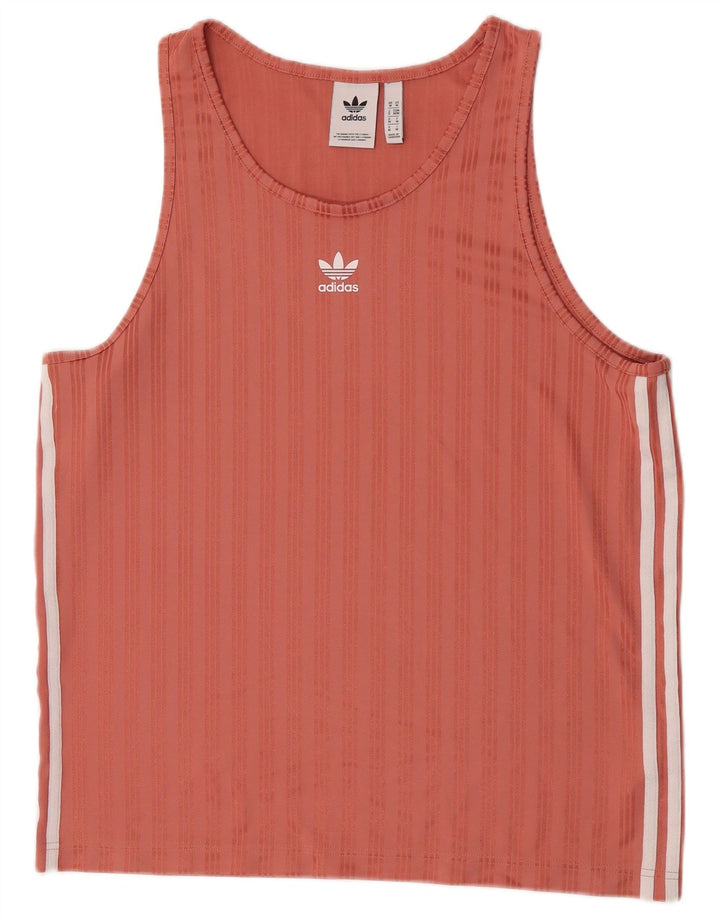 Adidas Hombre Chaleco Top Medio Naranja Rayas Poliéster