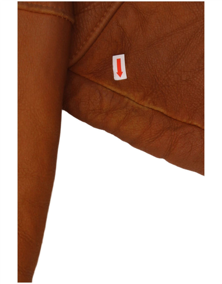 MABRUN Chaqueta de piel de oveja para hombre UK 36 Small Brown Leather