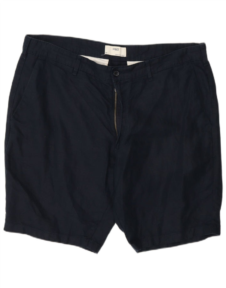Marks & Spencer Pantalones cortos chinos para hombre W38 XL Algodón azul marino