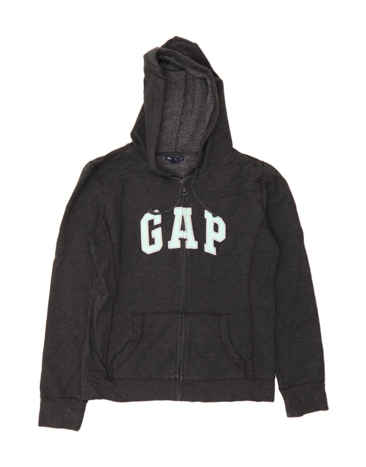 GAP Womens Graphic Zip Hoodie Sweater UK 14 Medium Grey Vintage Gap and Second-Hand Gap from Messina Hembry 