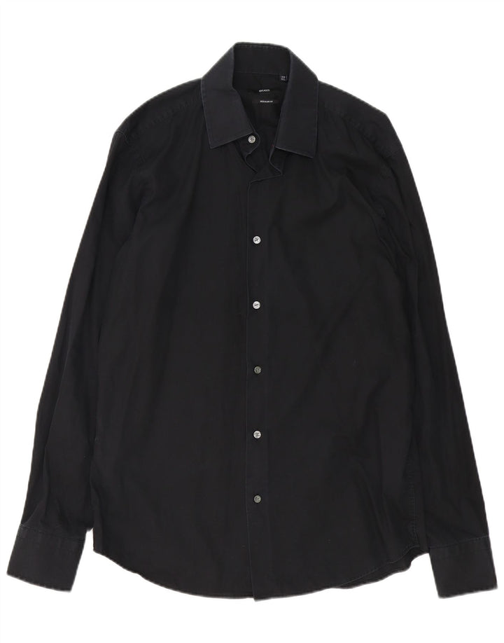 Hugo Boss Camisa de corte regular para hombre Talla 39 15 1/2 Mediana Negro