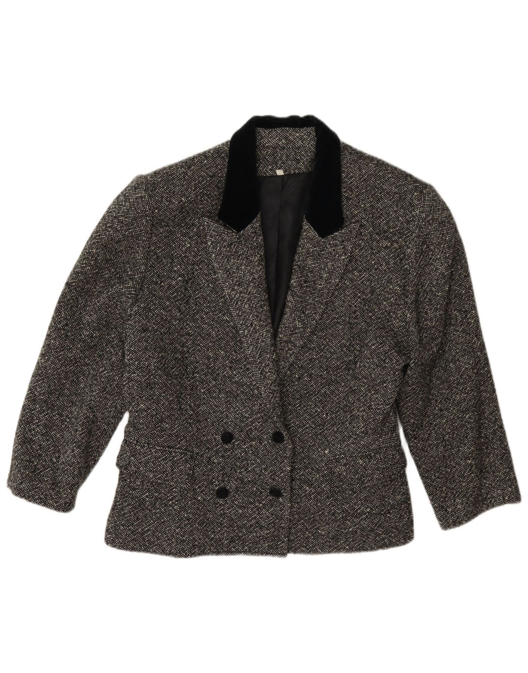 Vintage mujer 3/4 manga doble pecho chaqueta blazer IT 42 gris medio
