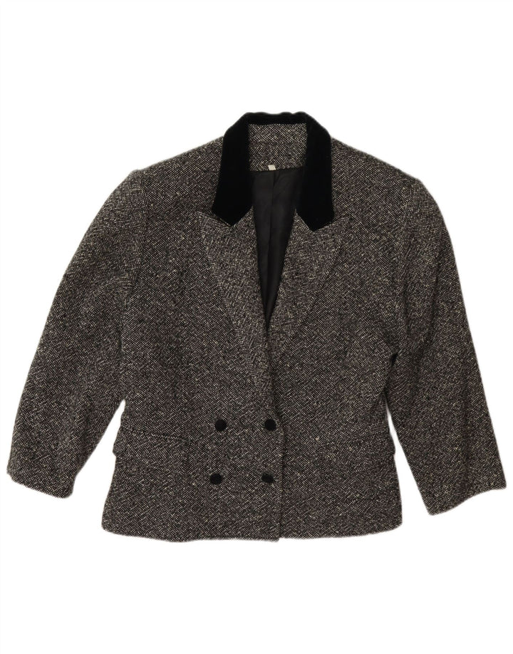 Vintage mujer 3/4 manga doble pecho chaqueta blazer IT 42 gris medio