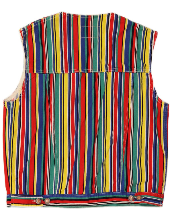 Benetton Chaleco Familiar Azul para Mujer ES 40 XL Algodón De Rayas Multicolor