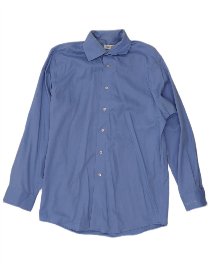 Calvin Klein Camisa para hombre Talla 14 1/2 15 Algodón azul pequeño
