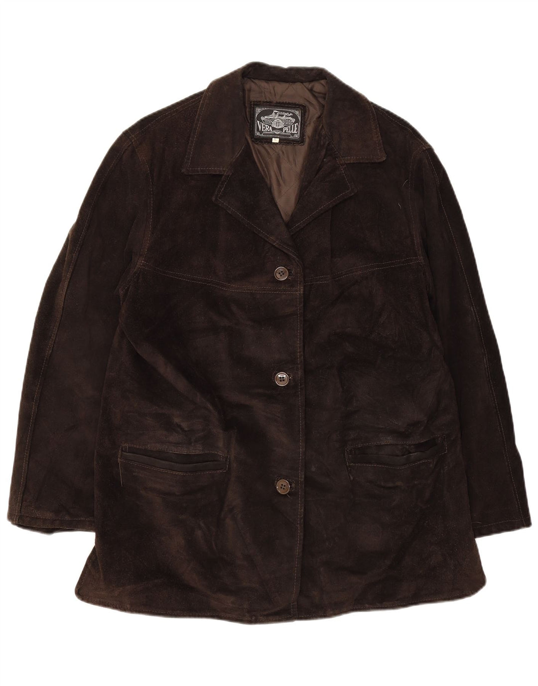 Vintage mujer ante chaqueta Reino Unido 16 cuero marrón grande