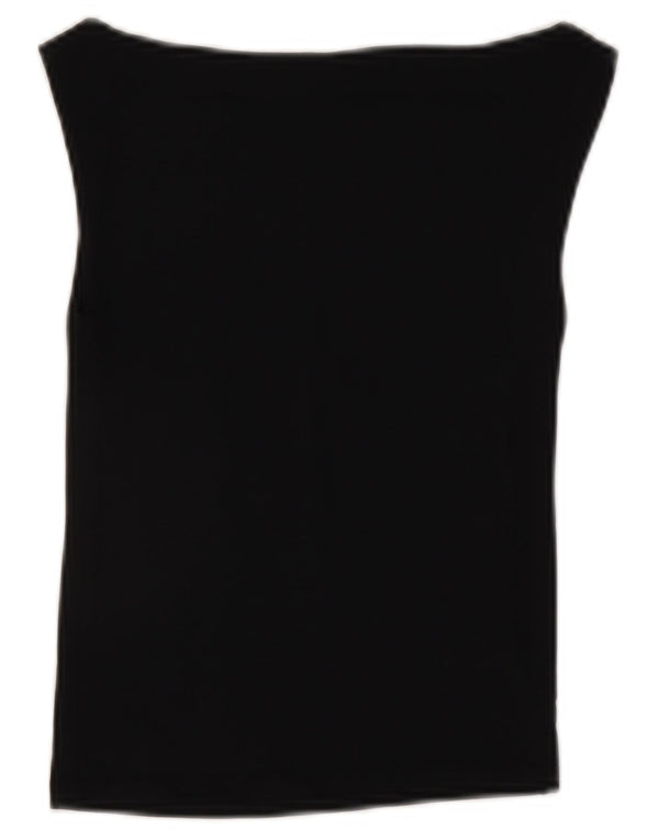 ZARA Mujer Blusa Corta Top UK 8 Small Negro