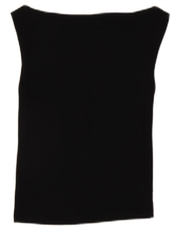 ZARA Mujer Blusa Corta Top UK 8 Small Negro