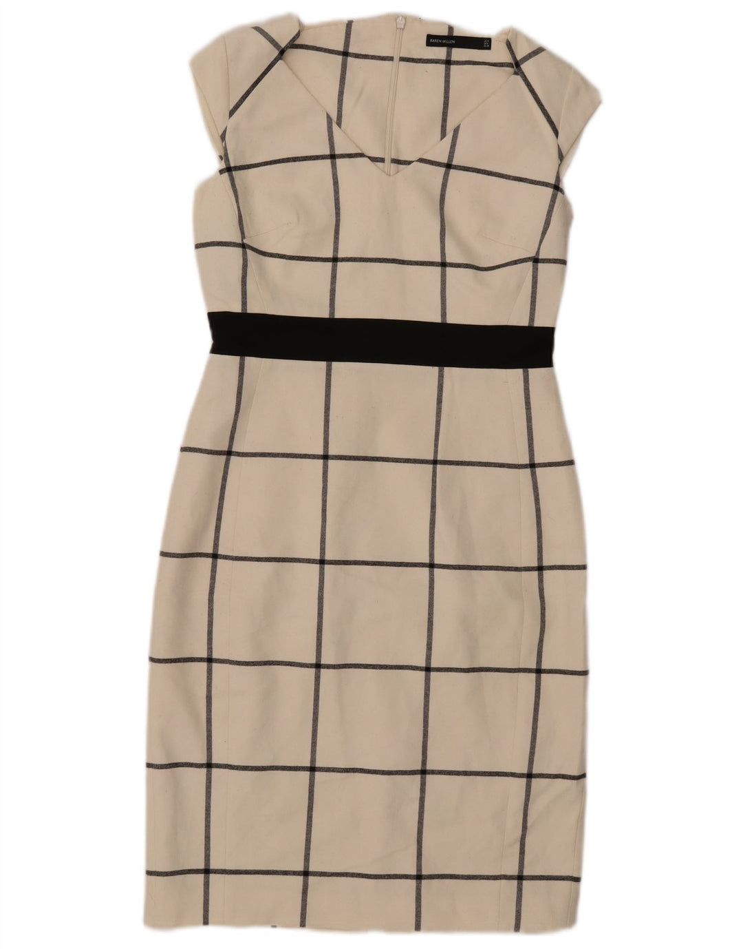 Karen Millen Vestido tubo para mujer UK 10 Small Off White Check Poliéster