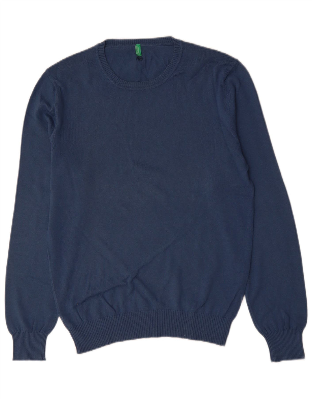 BENETTON Jersey De Cuello Redondo Para Hombre Pequeño Algodón Azul