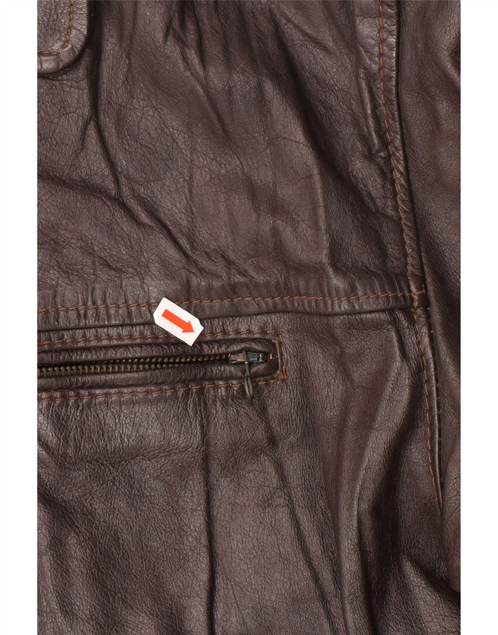 VINTAGE Chaqueta de cuero para hombre Reino Unido 42 XL Cuero marrón