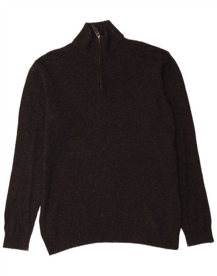 John Lewis - Jersey para hombre con cuello y cremallera, color gris medio moteado