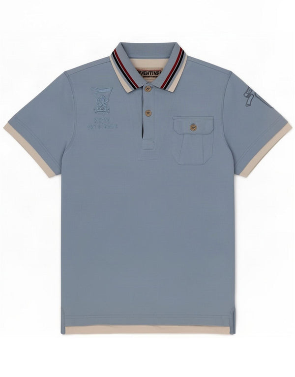 Napapijri Polo gráfico para hombre de algodón con bloques de color azul medio