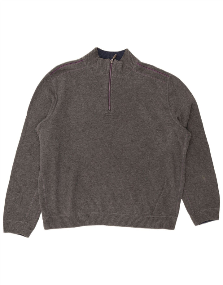 TOMMY BAHAMA Suéter tipo jersey con cuello y cremallera para hombre XL Gris