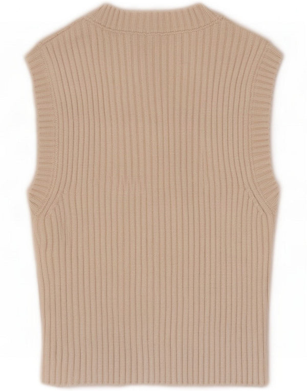 Zara Top corto sin mangas para mujer UK 40 Small Beige