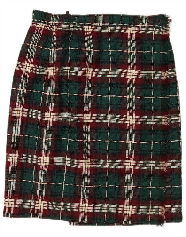 Falda cruzada superior para mujer IT 42 Medium W28 Lana a cuadros verde