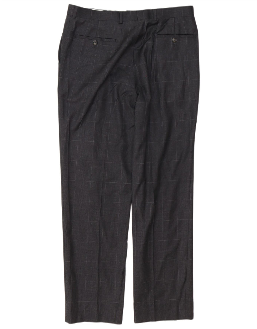 MARKS & SPENCER Pantalón de traje de corte regular para hombre W34 L31 Lana a cuadros gris
