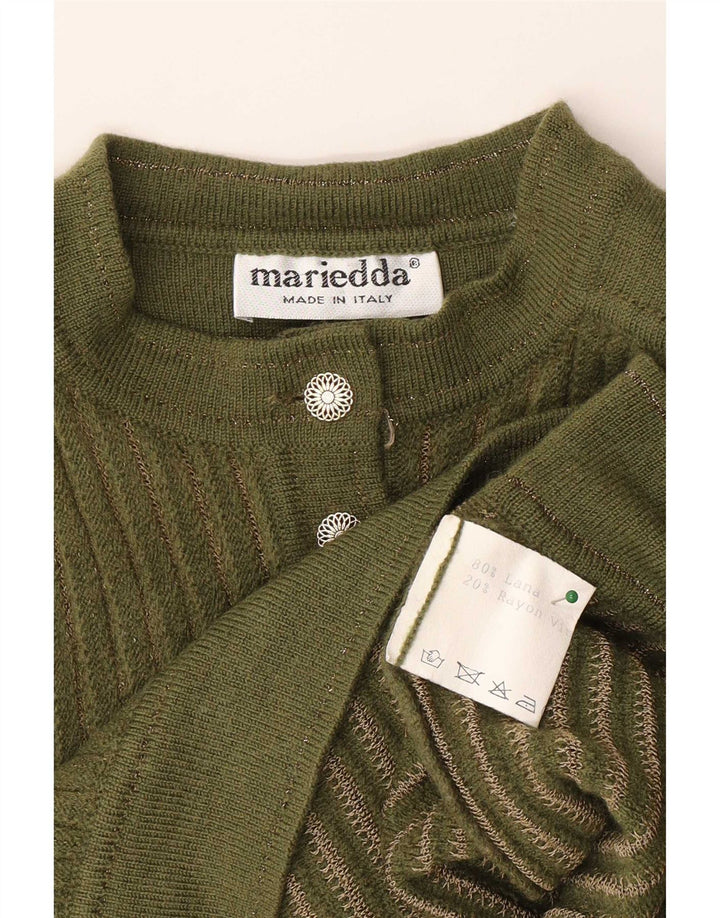 Mariedda Suéter tipo jersey con cuello y botones para mujer UK 46 Large Green Wool