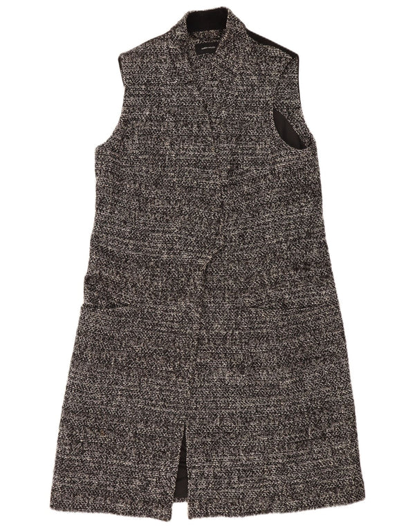 Karen Millen Chaleco largo sin mangas para mujer UK 44 Grande Negro moteado