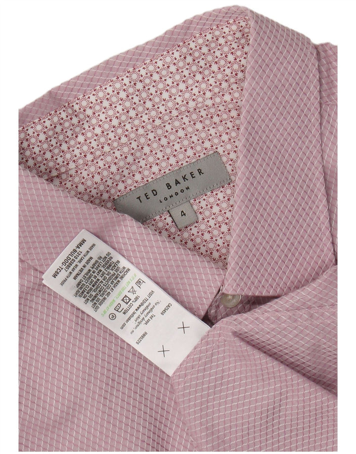 Ted Baker Camisa para hombre Talla 4 Grande Rosa Argyle/Diamond Algodón