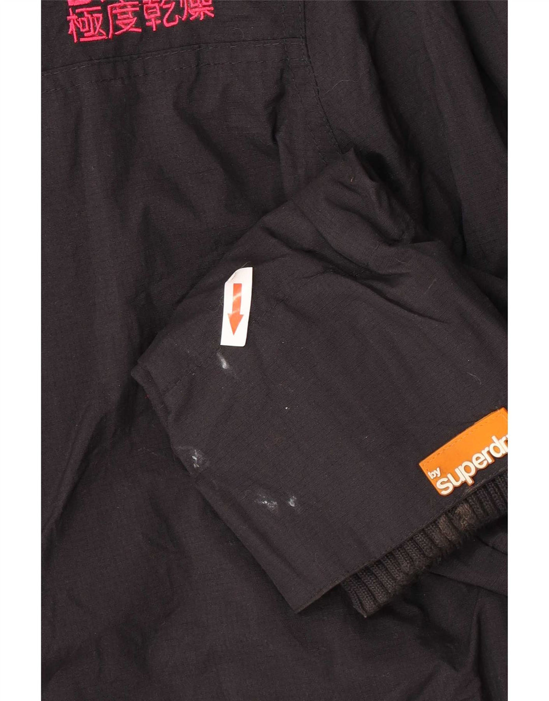 Superdry Chaqueta Cortavientos Estampada para Mujer UK 46 Large Nylon Negro