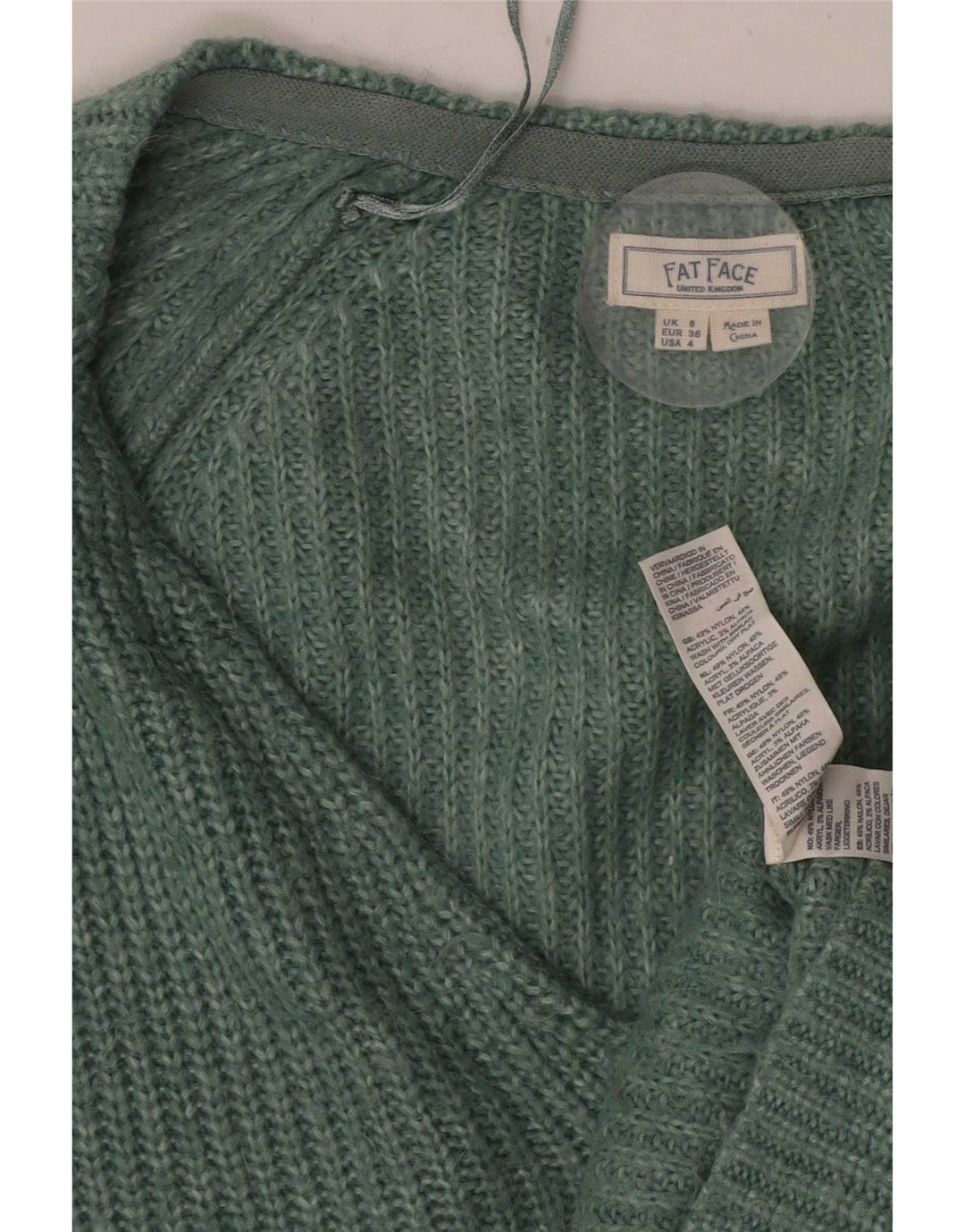 Cárdigan extragrande para mujer Fat Face UK 8 Small Nylon verde