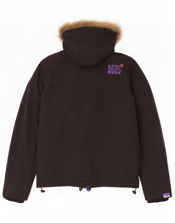 Superdry Chaqueta cortavientos con capucha Windcheater para mujer, talla 40, color negro