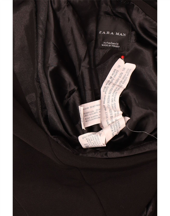 ZARA Chaqueta Blazer De 1 Botón Para Mujer UK 10 Small Poliéster Negro