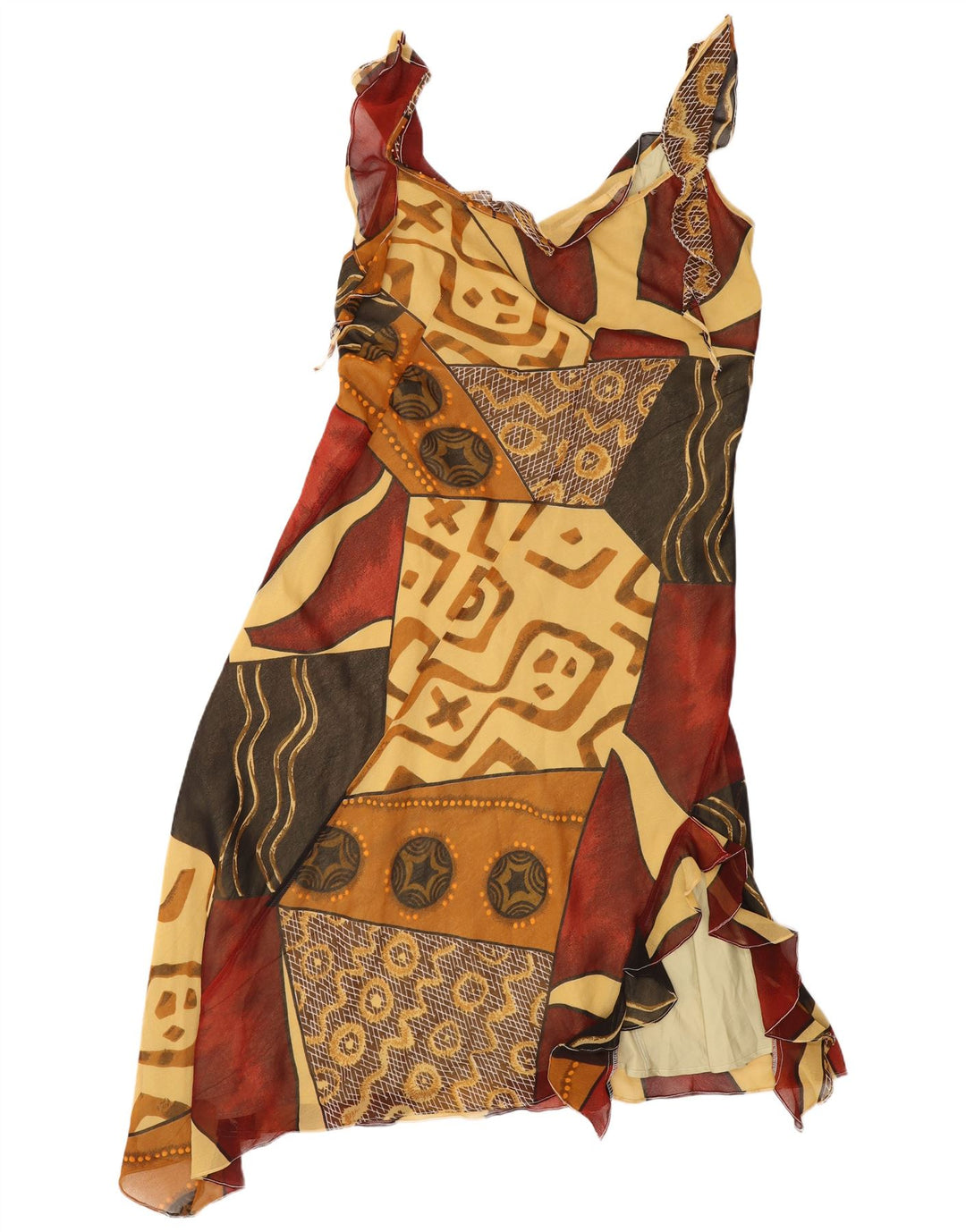 Rene Derhy Vestido asimétrico para mujer IT 48 XL Patchwork multicolor