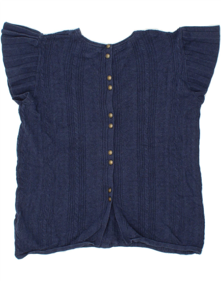 FAT FACE Womens Blouse Top UK 10 Small Navy Blue Cotton Vintage Fat Face and Second-Hand Fat Face from Messina Hembry 