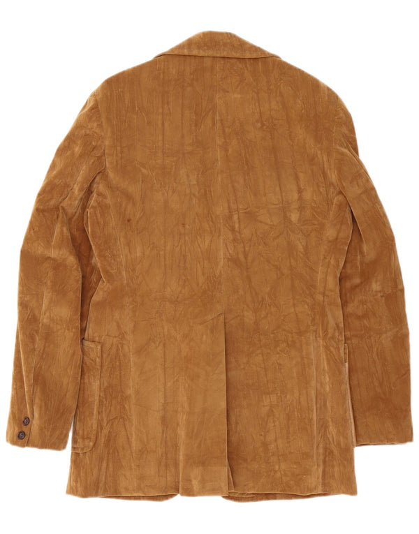 Vintage mujer 2 botones ante Blazer chaqueta EU 38 marrón medio