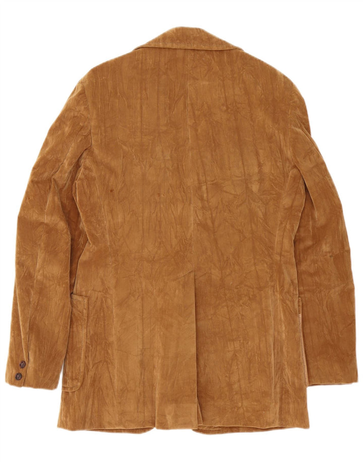 Vintage mujer 2 botones ante Blazer chaqueta EU 38 marrón medio