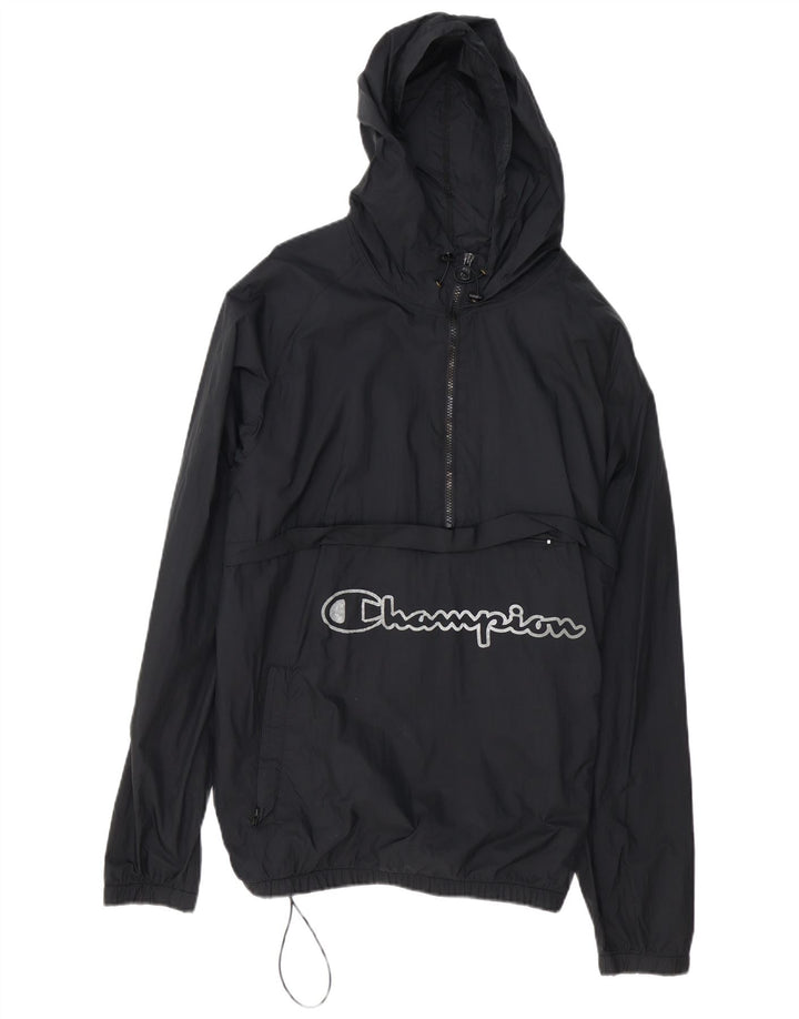 Champion Chaqueta Anorak con capucha gráfica para hombre Reino Unido 40 Grande Poliéster negro