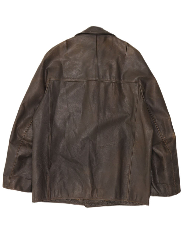 Chaqueta de cuero vintage para hombre IT 48 Caqui medio