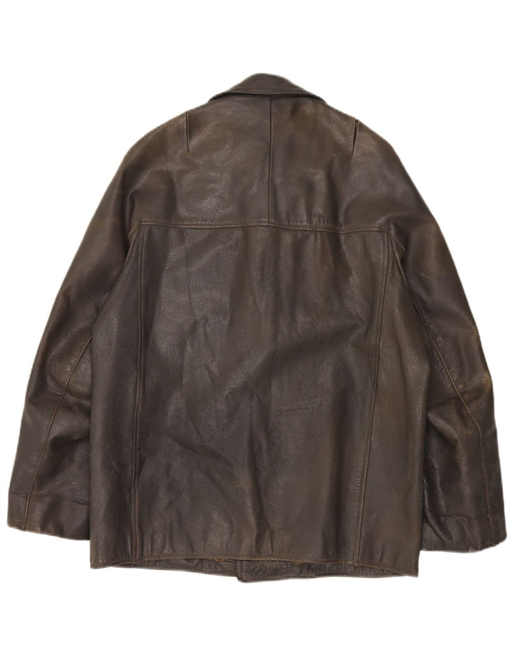Chaqueta de cuero vintage para hombre IT 48 Caqui medio