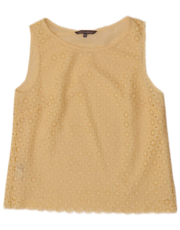 Laura Ashley Blusa de encaje sin mangas para mujer UK 42 Medio Amarillo Floral
