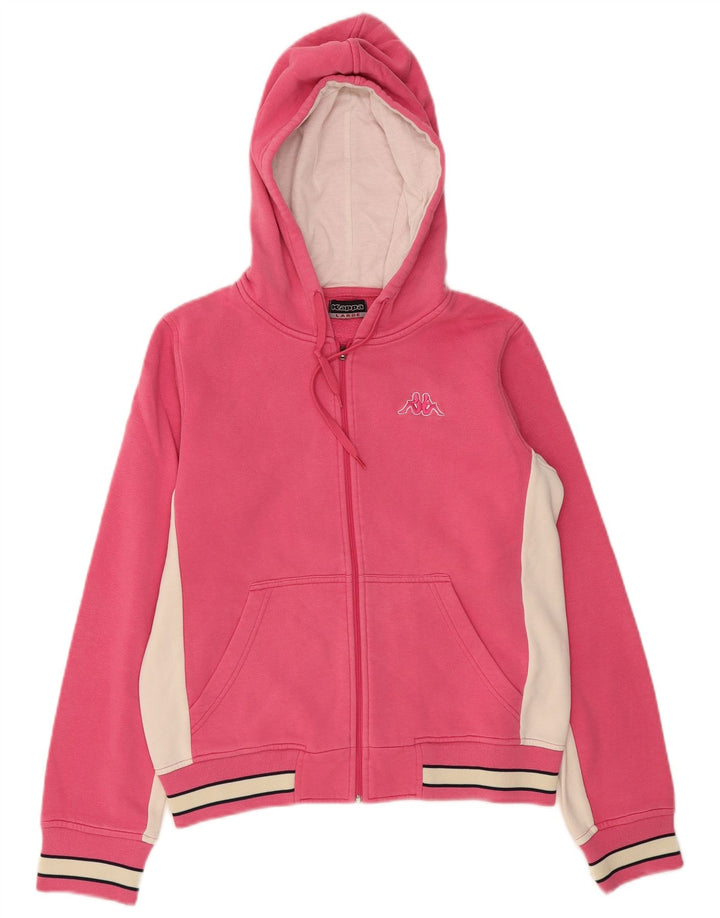 KAPPA Suéter con capucha y cremallera para mujer UK 40 Large Pink Colourblock Cotton