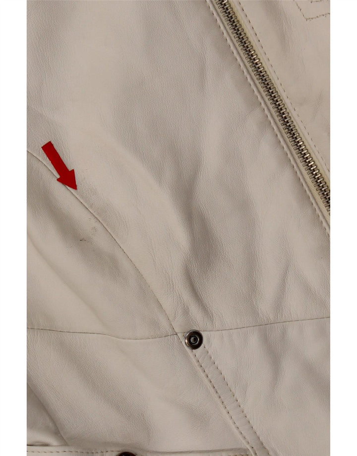 Conbipel Chaqueta Biker De Cuero Para Mujer IT 42 Medium Cuero Blanco