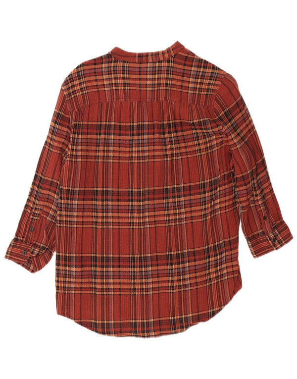 Lee Blusa de Manga 3/4 para Mujer de Ajuste Relajado Top UK 10 Small Granate Plaid