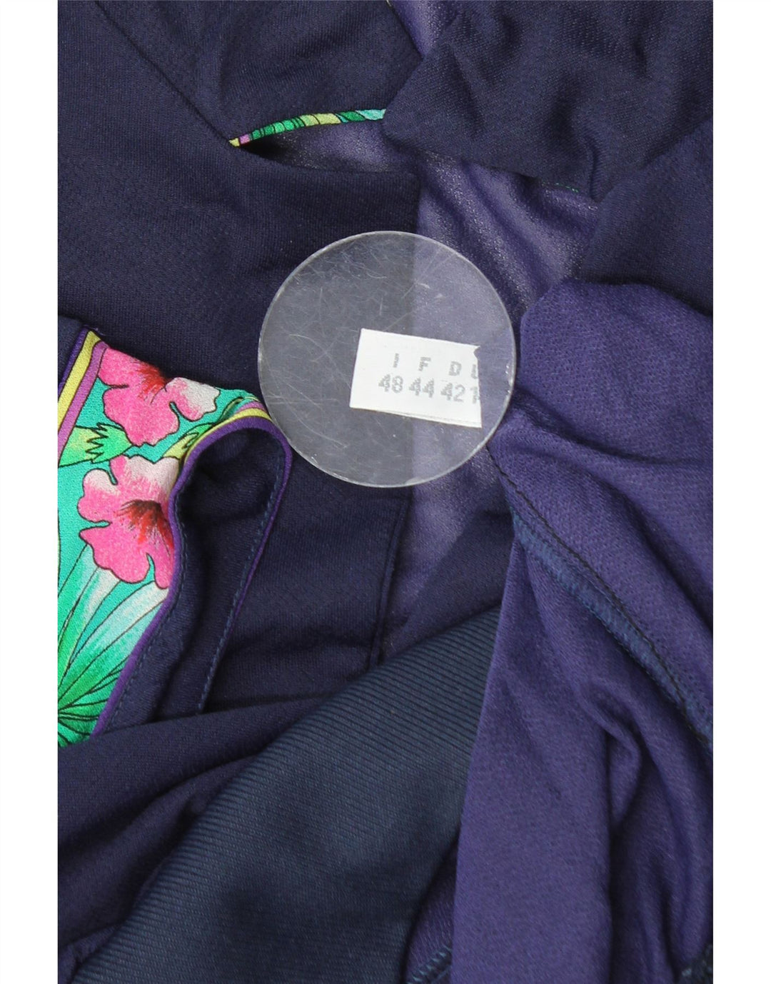 VINTAGE Blusa corta para mujer Top IT 48 XL Azul marino Floral